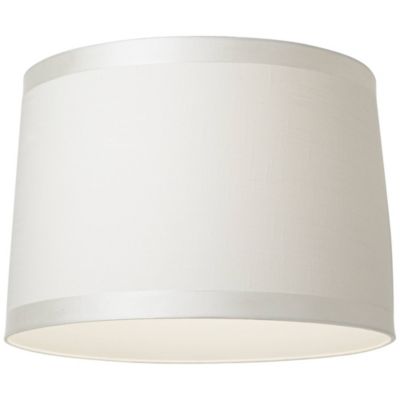 White Fabric Medium Drum Lamp Shade 15" Top x 16" Bottom x 11" High (Spider) Replacement with Harp and Finial