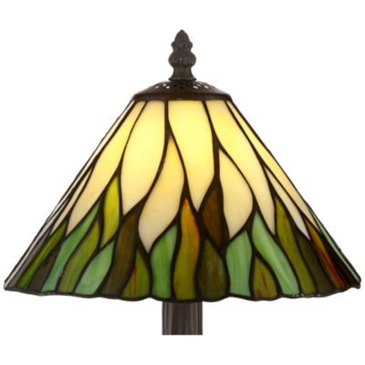 Foglia Cottage Accent Table Lamp 14 1/2" High Brown Tree Stained Glass Shade for Bedroom Bedside Nightstand Office Kids House