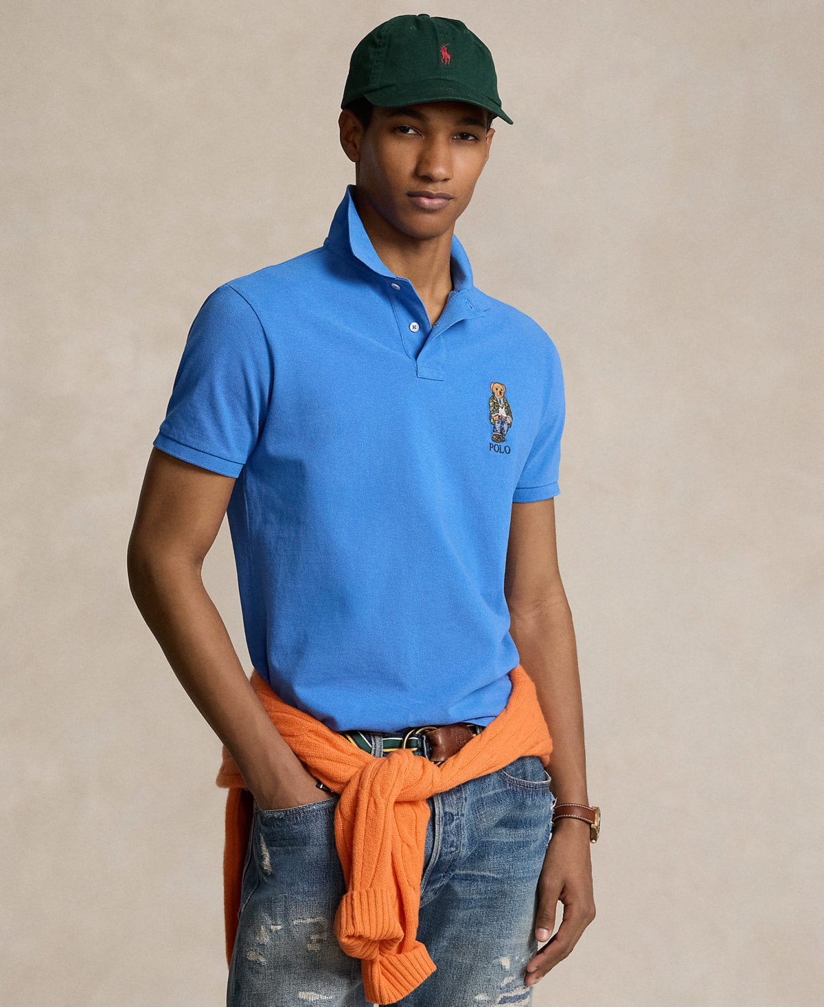 Shop Polo Ralph Lauren Men's Custom Slim Fit Polo Bear Polo Shirt In Sp New Englnd Blue Hrtg Bear