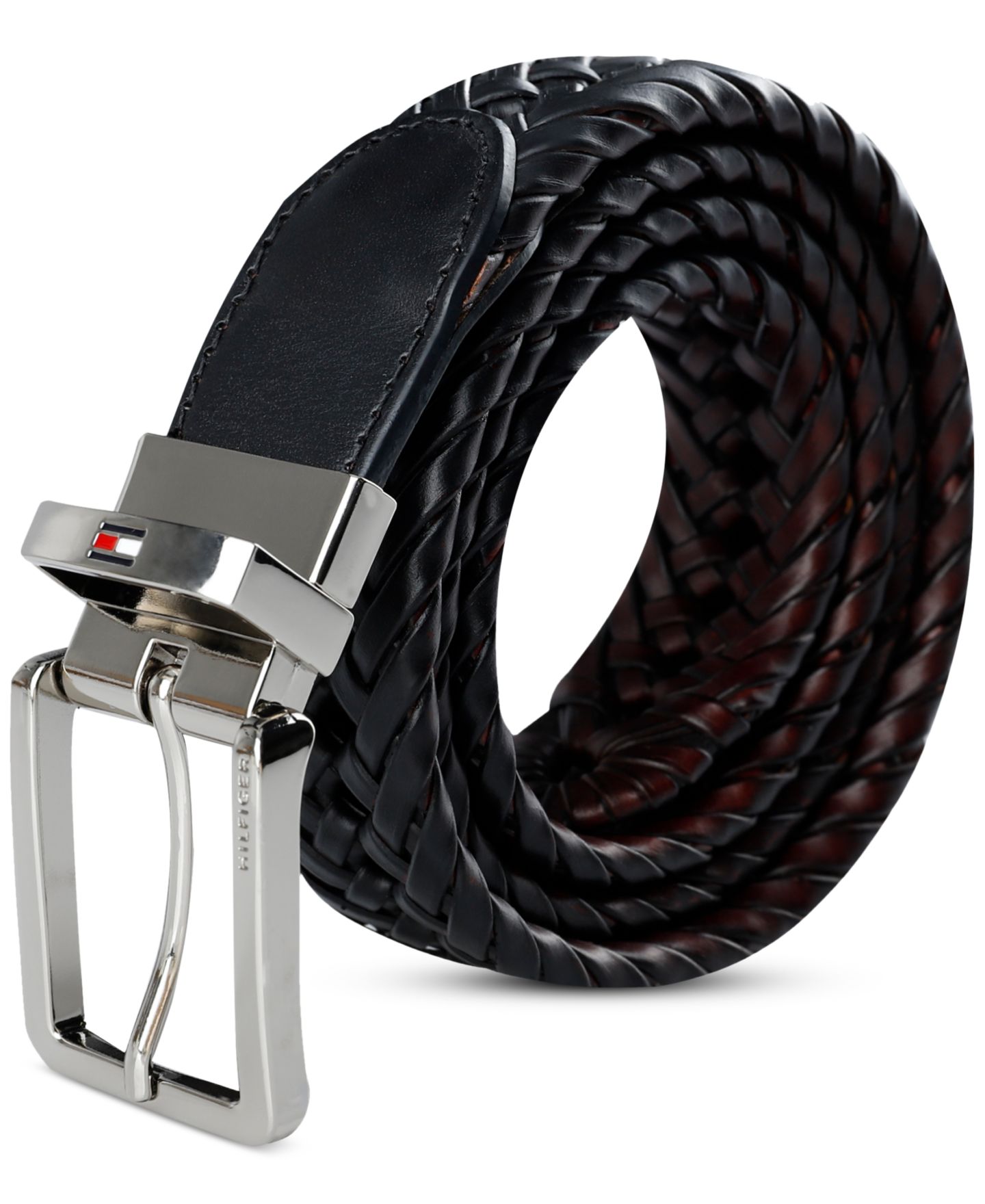 Мужской ремень Tommy Hilfiger Reversible Lace Logo Belt, цвет: Чёрный / Коричневый — фото 2