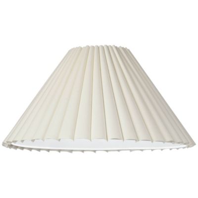 Set of 2 Box Pleat Empire Lamp Shades Antique White Large 7" Top x 20.5" Bottom x 10.75" High Spider Harp and Finial