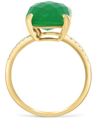 EFFY&reg; Dyed Jade & Diamond (1/20 ct. t.w.) Statement Ring in 14k Gold