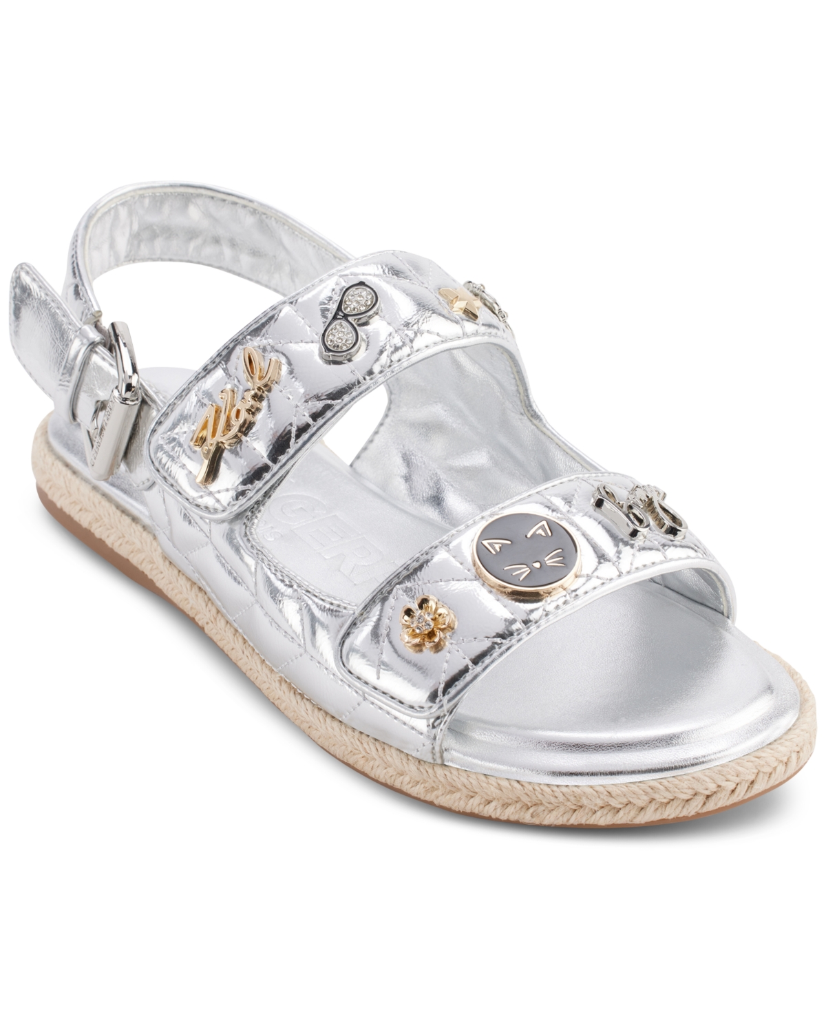 Karl Lagerfeld Charlay Flat Sandals In Silver
