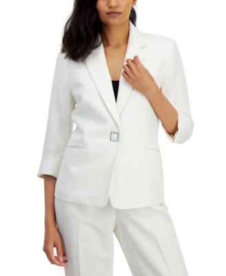 Kasper - Women's Solid Square-Snap 3/4-Sleeve Jacket