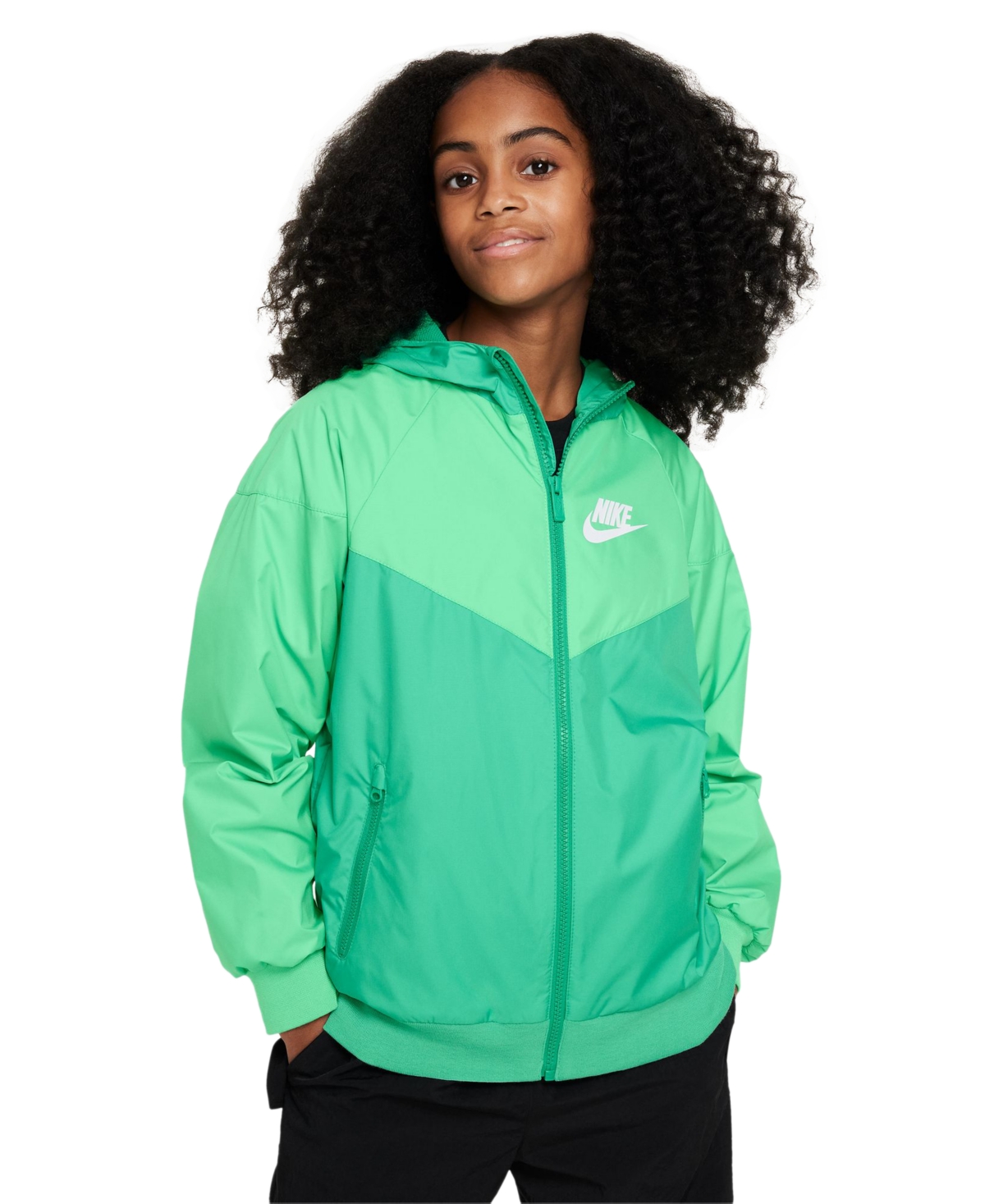 Shop Nike Sportswear Windrunner Boys' Jacket In Stadium Green,aquarius Blue,white