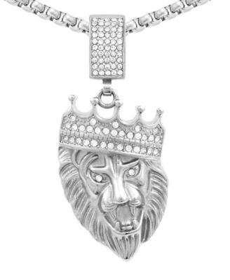 Crystal Lion King 24" Pendant Necklace in Gold-Tone Ion-Plated Stainless Steel