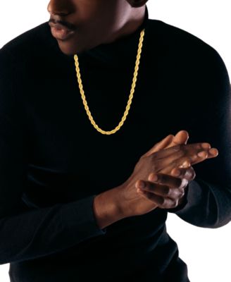 Men's Rope Link 24" Chain Necklace in Gold-Tone Ion-Plated Stainless Steel