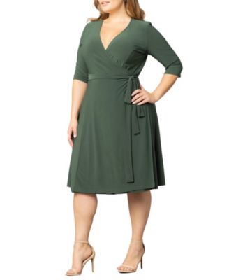 Women's Plus Size Essential Wrap Dress with 3/4 Sleeves