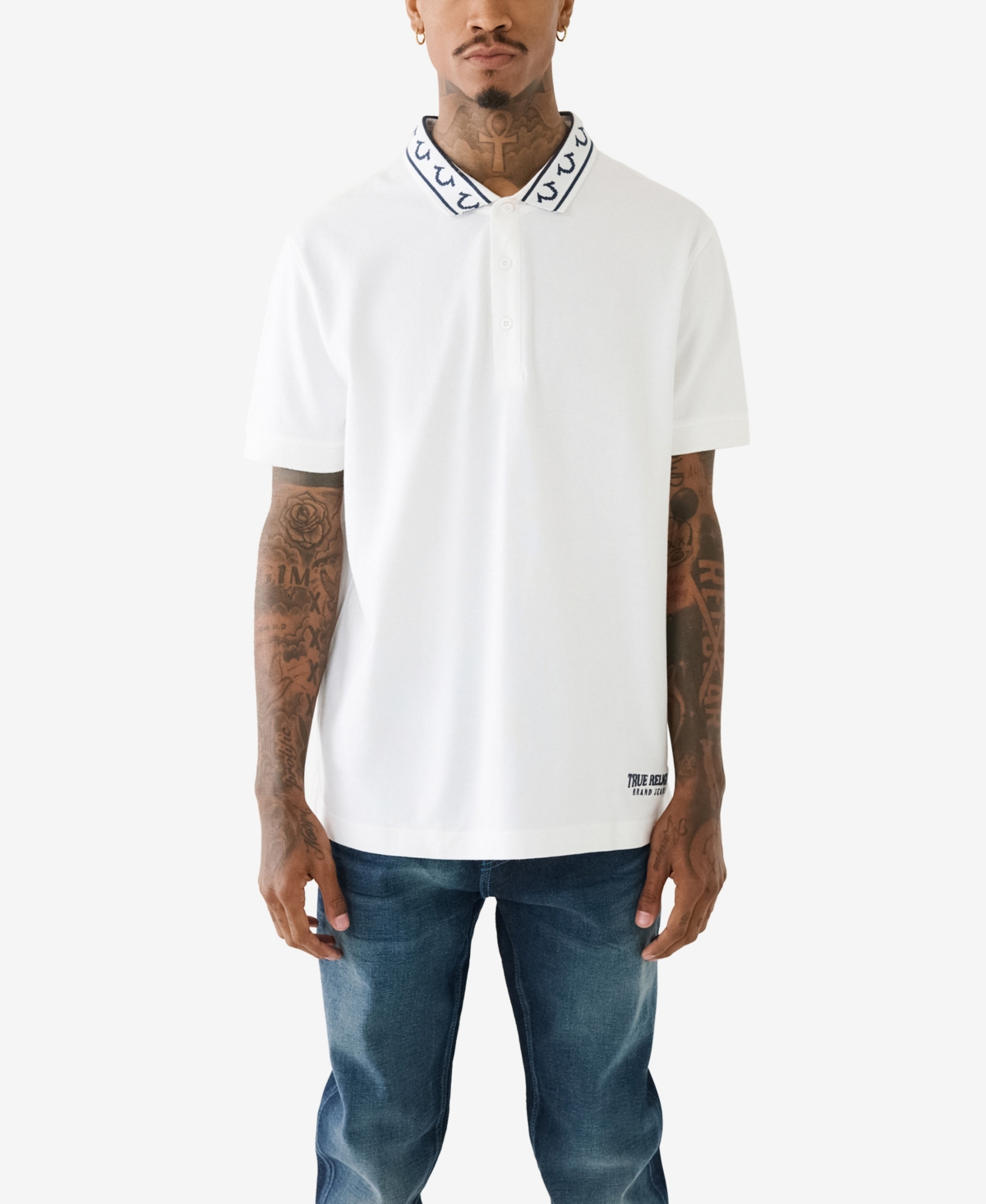 Shop True Religion Men's Short Sleeve Relaxed Polo Shirt In Optic White