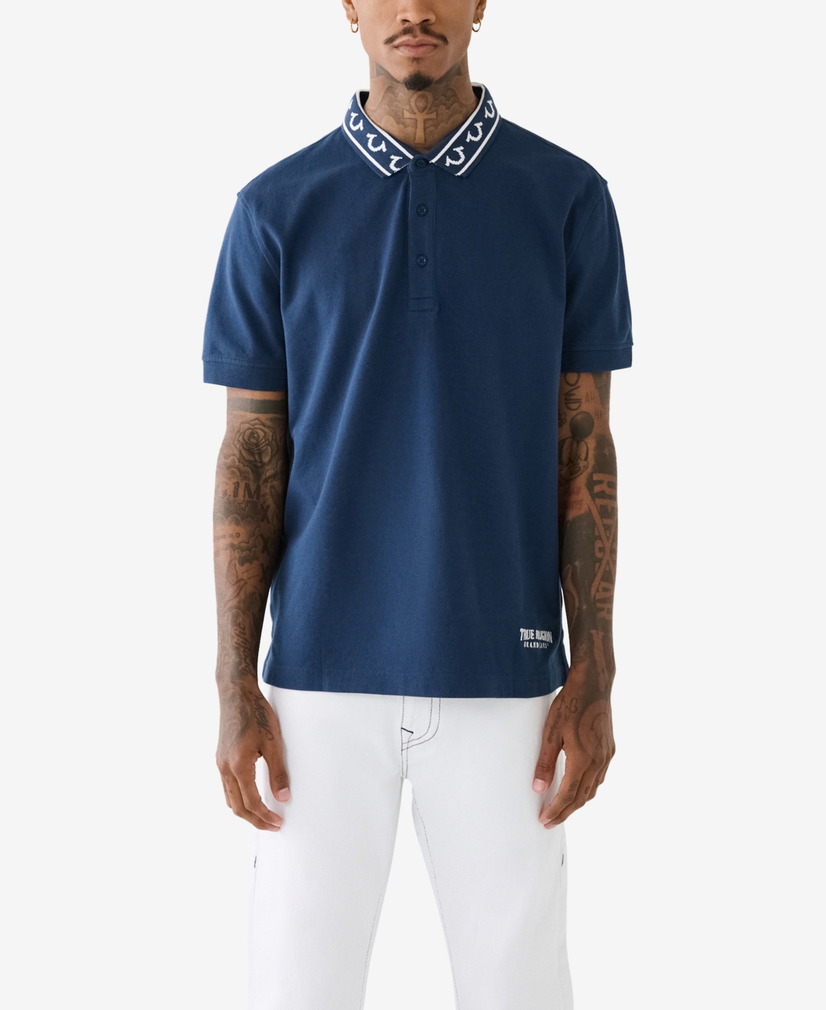 True Religion Men's Short Sleeve Relaxed Polo Shirt In Dress Blue
