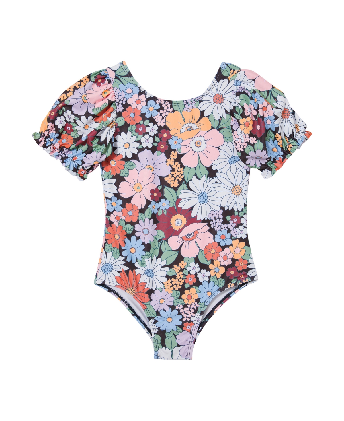 Shop Cotton On Toddler Girls Puff Sleeve One Piece Swimsuit In Phantom,quinn Floral