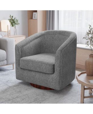 Wyn Upholstered Club Style Barrel Chair With Sloped Armrests And 360 Degree Swivel Base In A Vinyl Wrap