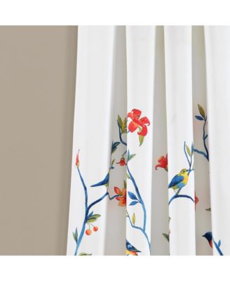 Neela Birds Light Filtering Window Curtain Panels