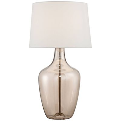 Ania 31" Tall Jar Large Modern End Table Lamp Champagne Glass Single Off-White Shade Living Room Bedroom