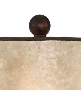 Naomi Industrial Rustic Table Lamp 25" High Aged Bronze Brown Mica Drum Shade for Bedroom Living Room Bedside Nightstand Office