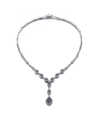 Sterling Silver Cubic Zirconia Micro Pave Dofee Drop Necklace