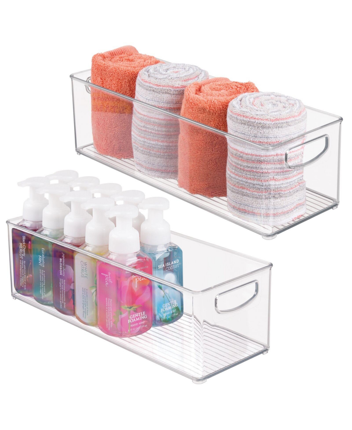 Plastic Bathroom Storage Container Bin with Handles - Clear