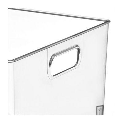 Large Plastic Household Storage Organizer Bin - Handles, 8 Pack, Clear, USA Made
