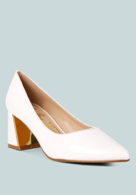 Womens Zaila Metallic Accent Block Heel Pumps