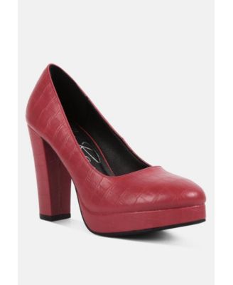 Womens Whitley Croc Texture High Block Heel Pumps