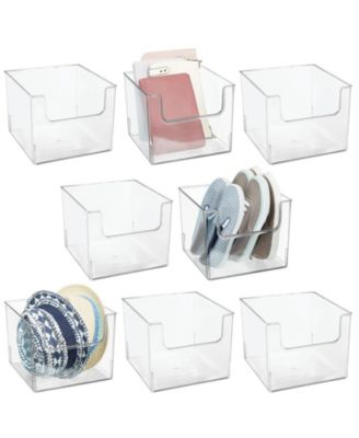 mDesign Closet Plastic Storage Organizer Bin with Open Dip Front, 8 ...