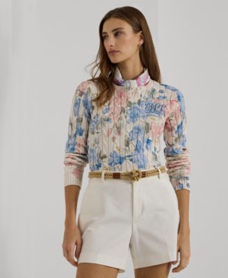 Lauren Ralph Lauren - Women's Floral Cable-Knit Sweater