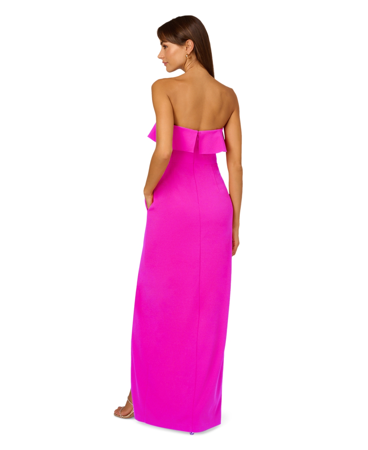 Shop Adrianna By Adrianna Papell Women's Strapless Cascading Ruffle Gown In Pink Flame