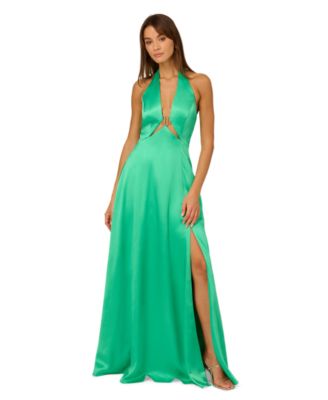 Adrianna - Women's Liquid Satin Halter Gown