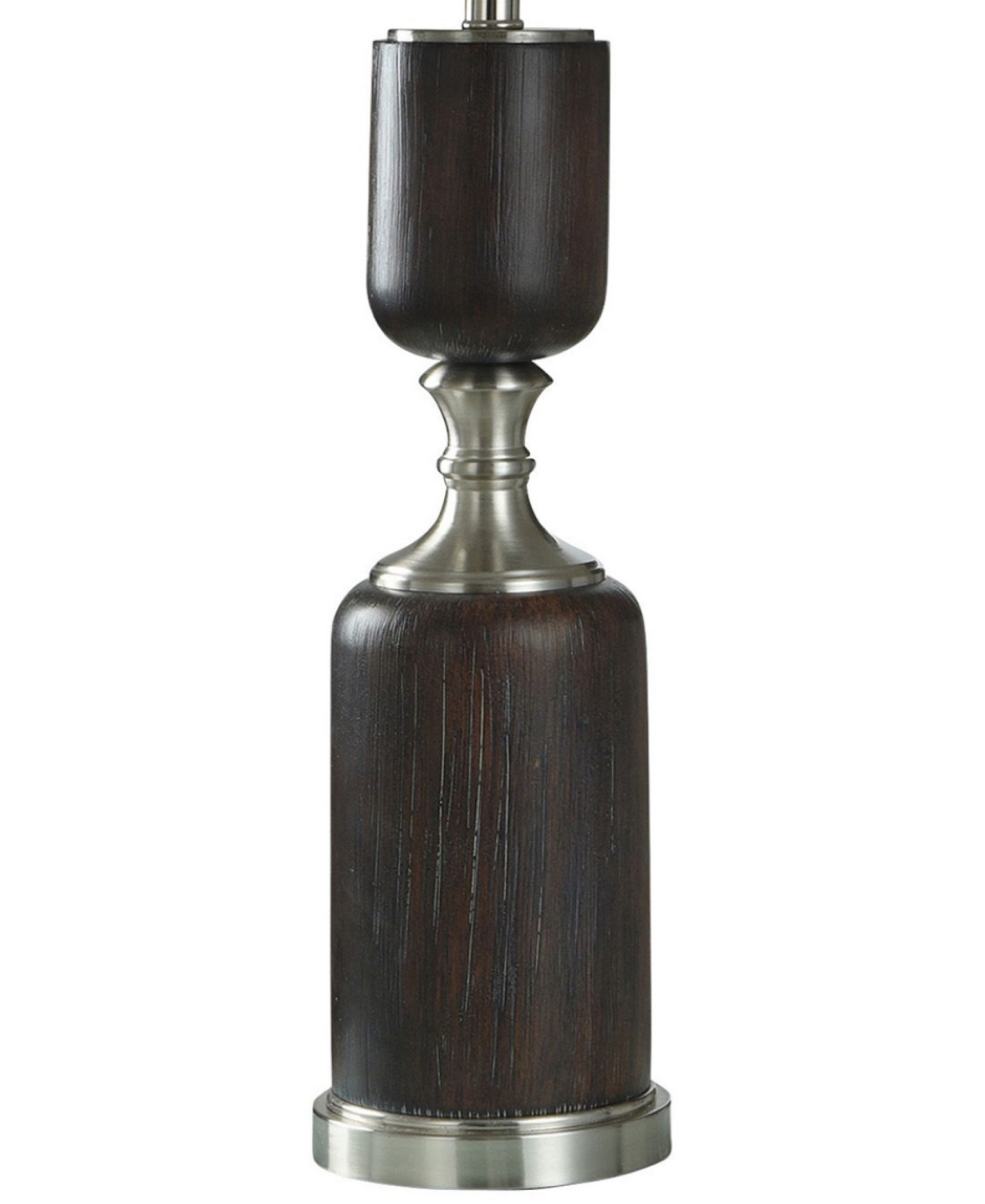 Wood Bridge Silver-Tone Mid-Century Modern Faux Wood Table Lamp - Nickel Base