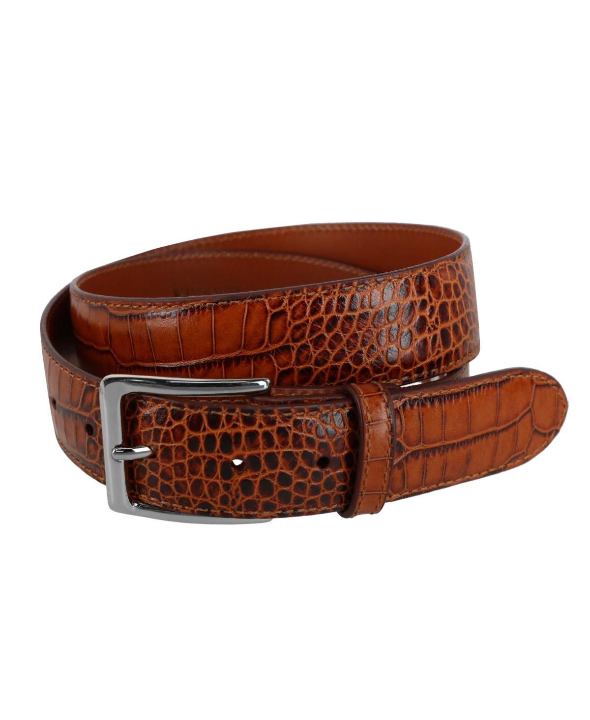 Trafalgar Men's Chance 35mm Mock Mini-African Alligator Embossed Italian Leather Belt