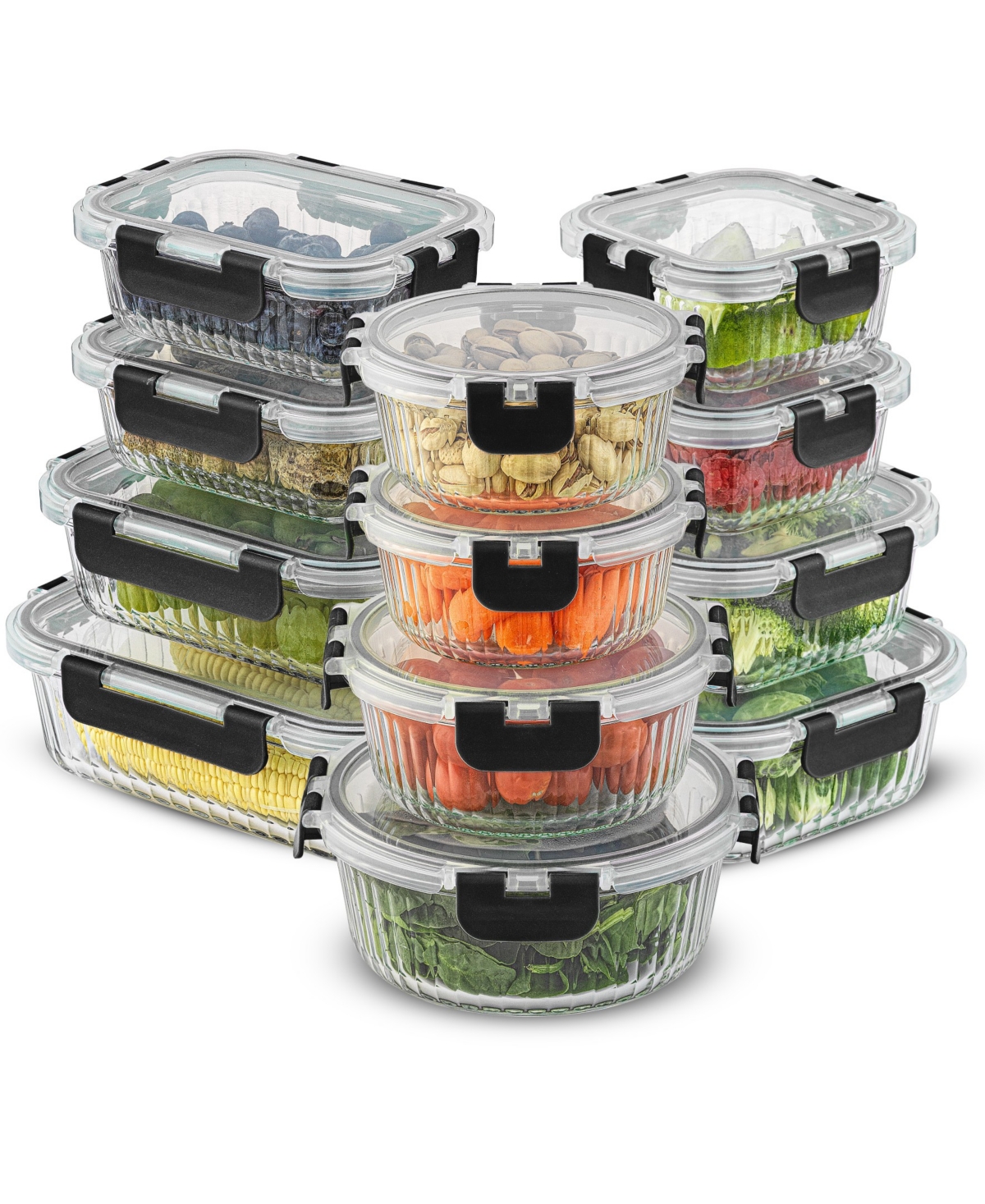 JOYJOLT 24-PIECE FLUTED FOOD STORAGE CONTAINER SET WITH LIDS 