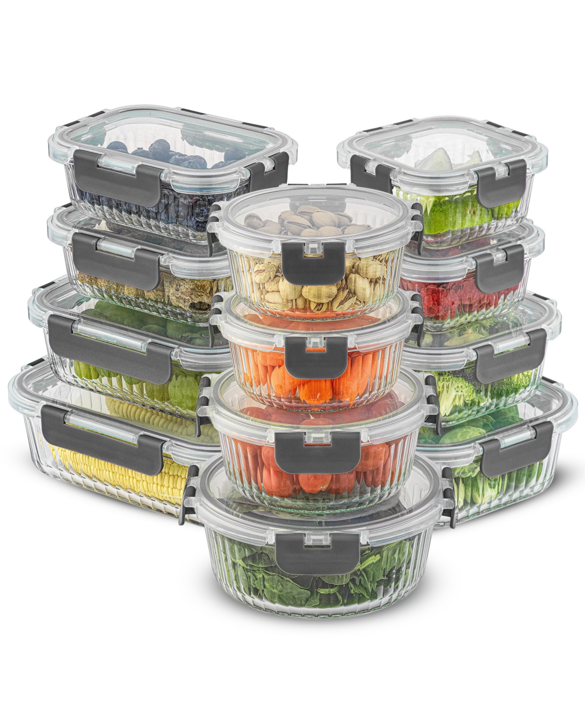 JOYJOLT 24-PIECE FLUTED FOOD STORAGE CONTAINER SET WITH LIDS 