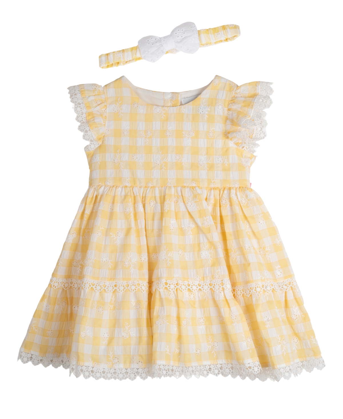 Shop Rare Editions Baby Girls Seersucker Dress With Matching Headband And Diaper Cover, 2 Piece Set In Yellow
