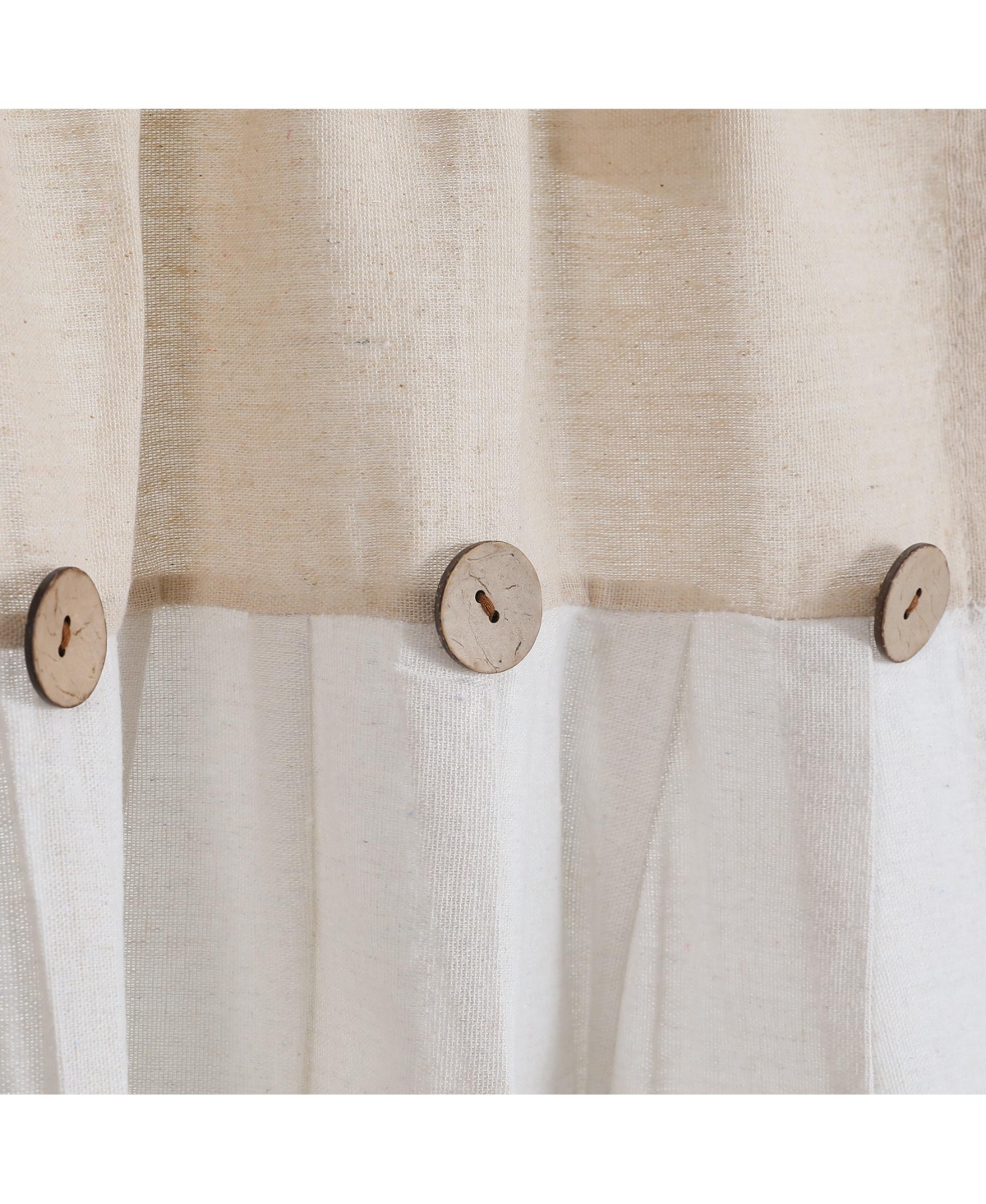 Button Kitchen Tier Window Curtain Panels - Linen