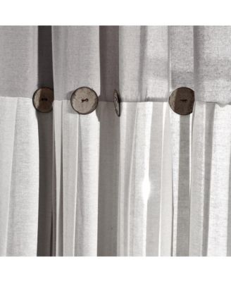 Linen Button Farmhouse Kitchen Tier Curtain Set, Pair - Rustic Home Decor