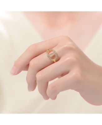 14K Gold Plated with Clear Cubic Zirconia Featuring a Mesmerizing Design Ring