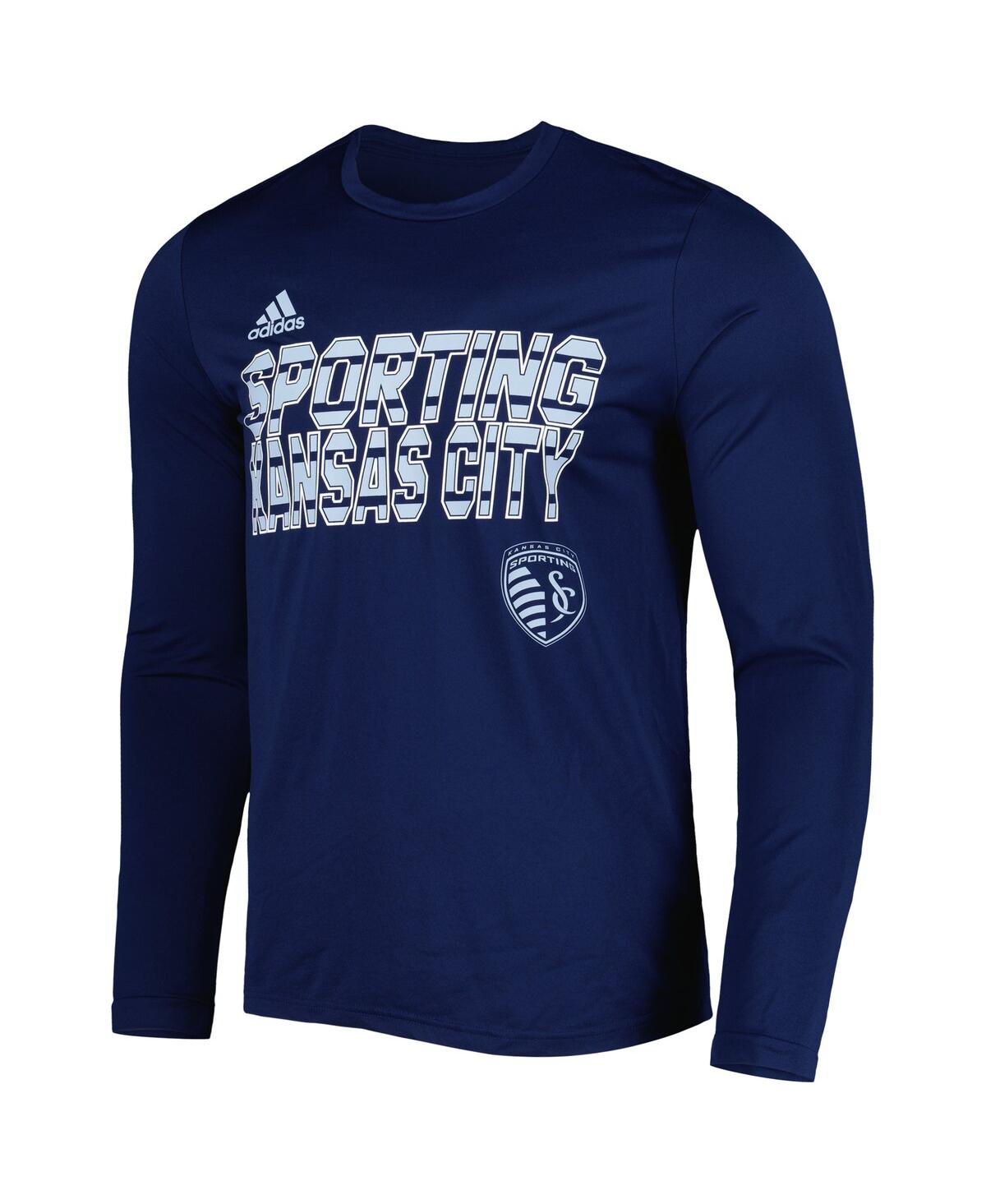 Men's adidasSporting Kansas City Jersey Hook Aeroready Long Sleeve T-shirt - Navy