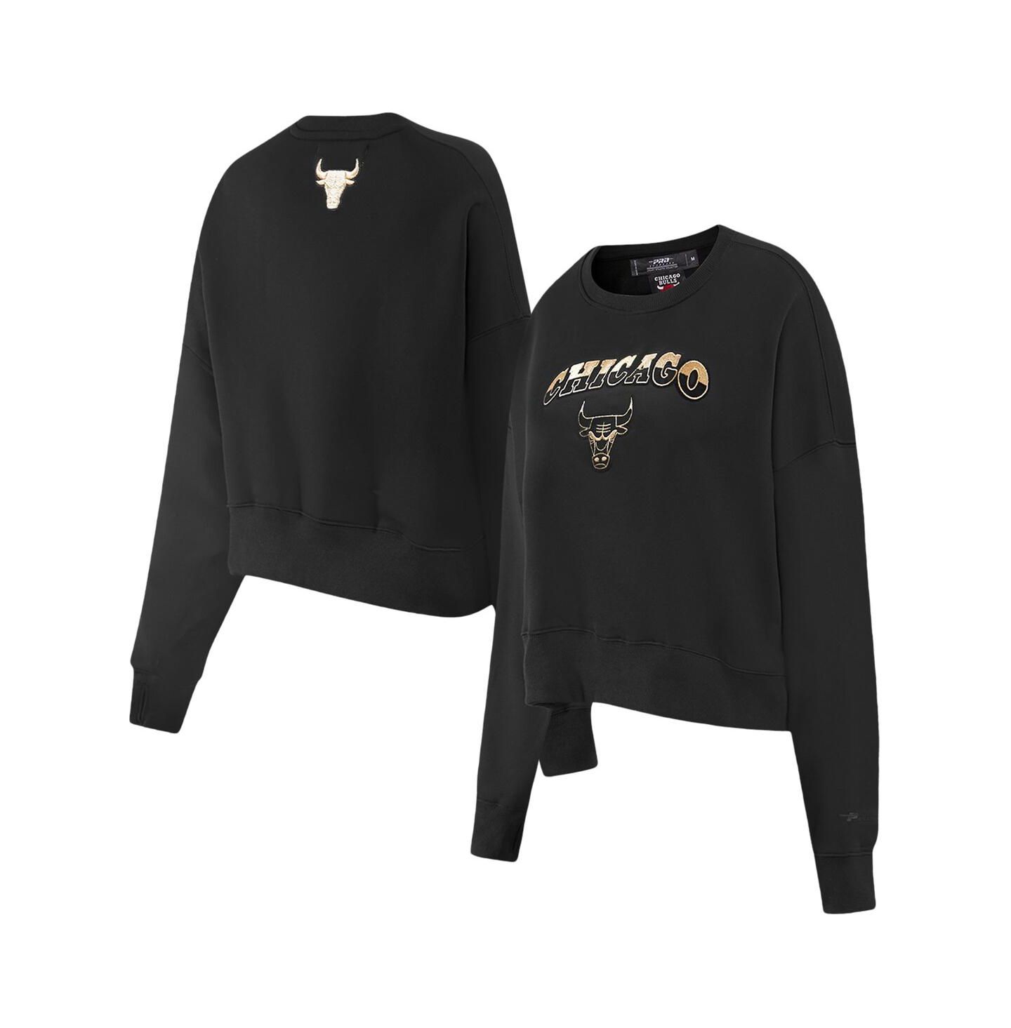 Женская толстовка Pro Standard Black Chicago Bulls Glam Cropped Pullover — фото 1