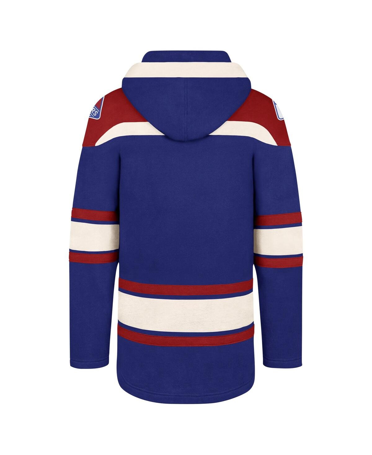 Men's '47 BrandNew York Rangers Big and Tall Superior Lacer Pullover Hoodie - Blue