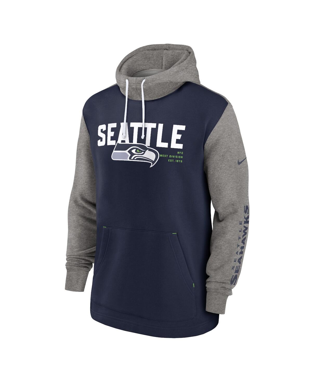 Men's Nike CollegeSeattle Seahawks Fashion Color Block Pullover Hoodie - Navy