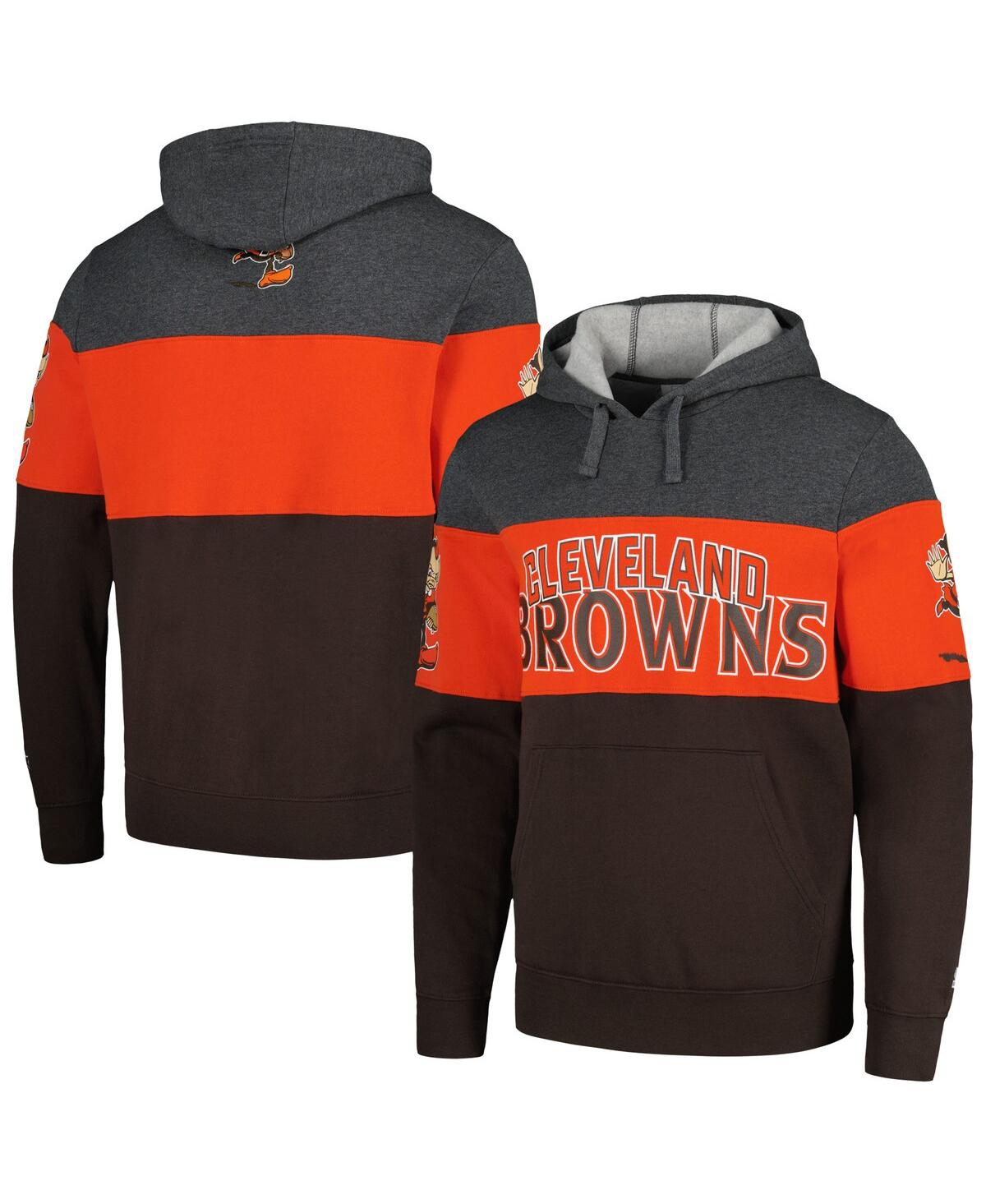 Men's Starter Brown, Orange Distressed Cleveland Browns Extreme Pullover Hoodie - Brown, Orange