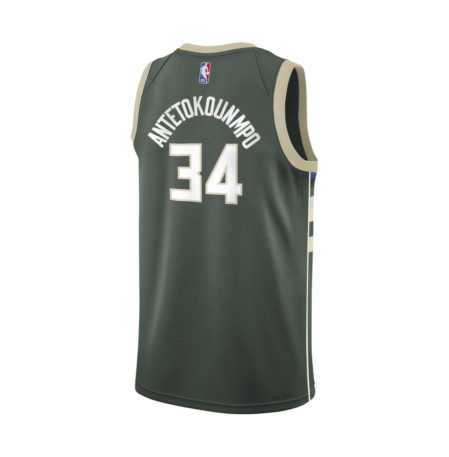 Детская джерси Nike Giannis Antetokounmpo Milwaukee Bucks Swingman Icon, Hunter Green — фото 2