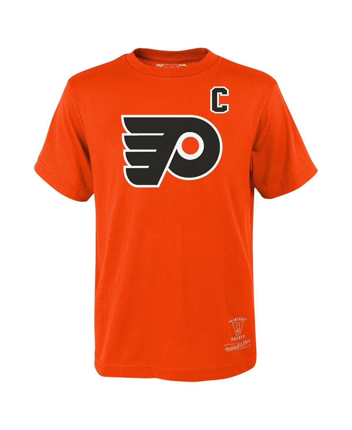 Big Boys Mitchell & Ness Eric LindrosPhiladelphia Flyers Name and Number T-shirt - Orange
