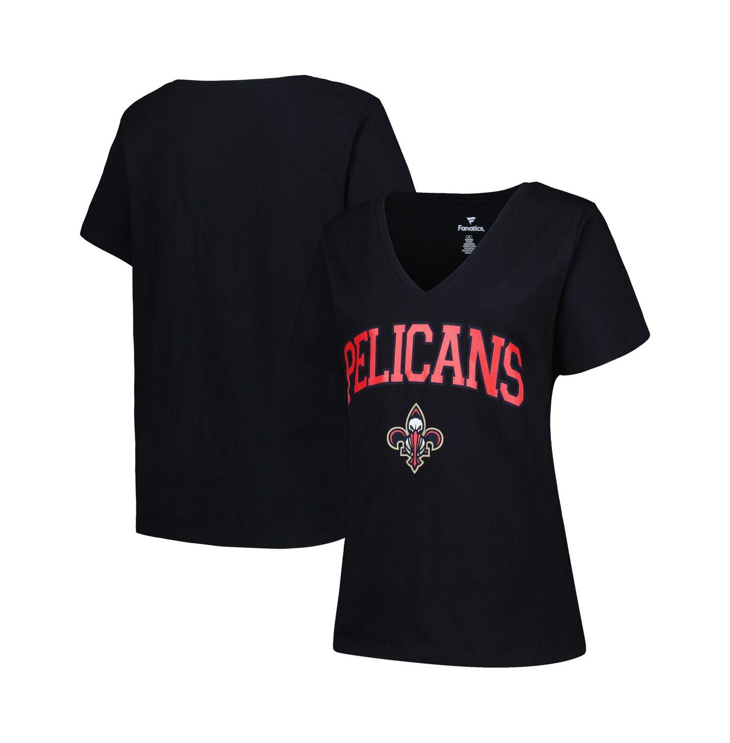 Женская футболка Profile Black New Orleans Pelicans Plus Size Arch Over Logo V-Neck — фото 1