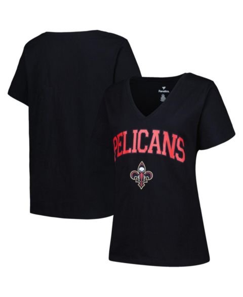 Женская футболка Profile Black New Orleans Pelicans Plus Size Arch Over Logo V-Neck