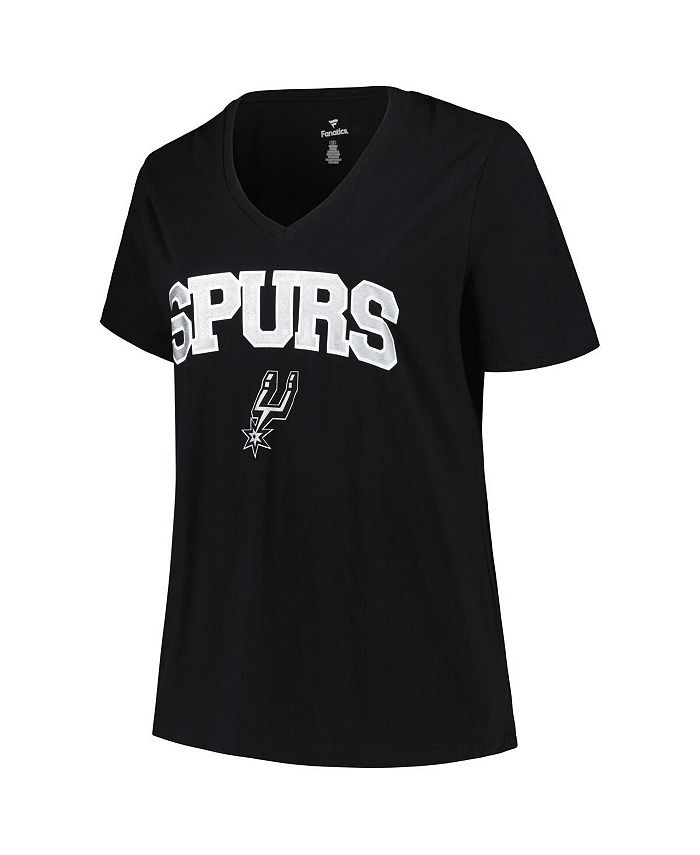 Profile Women's Black San Antonio Spurs Plus Size Arch Over Logo V-Neck