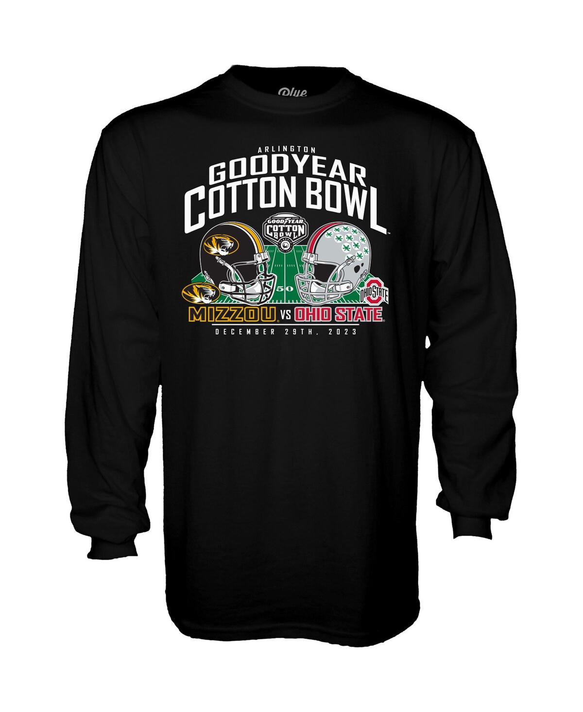 Men's Blue 84 Black Missouri Tigers vs. Ohio State Buckeyes 2023 Cotton Bowl Matchup Long Sleeve T-shirt - Black