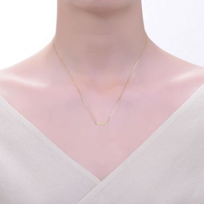 14K Gold Plated Cubic Zirconia Small Curved Bar Necklace