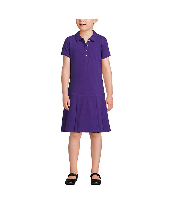 Lands' End Girls School Uniform Short Sleeve Mesh Pleated Polo Dress ...