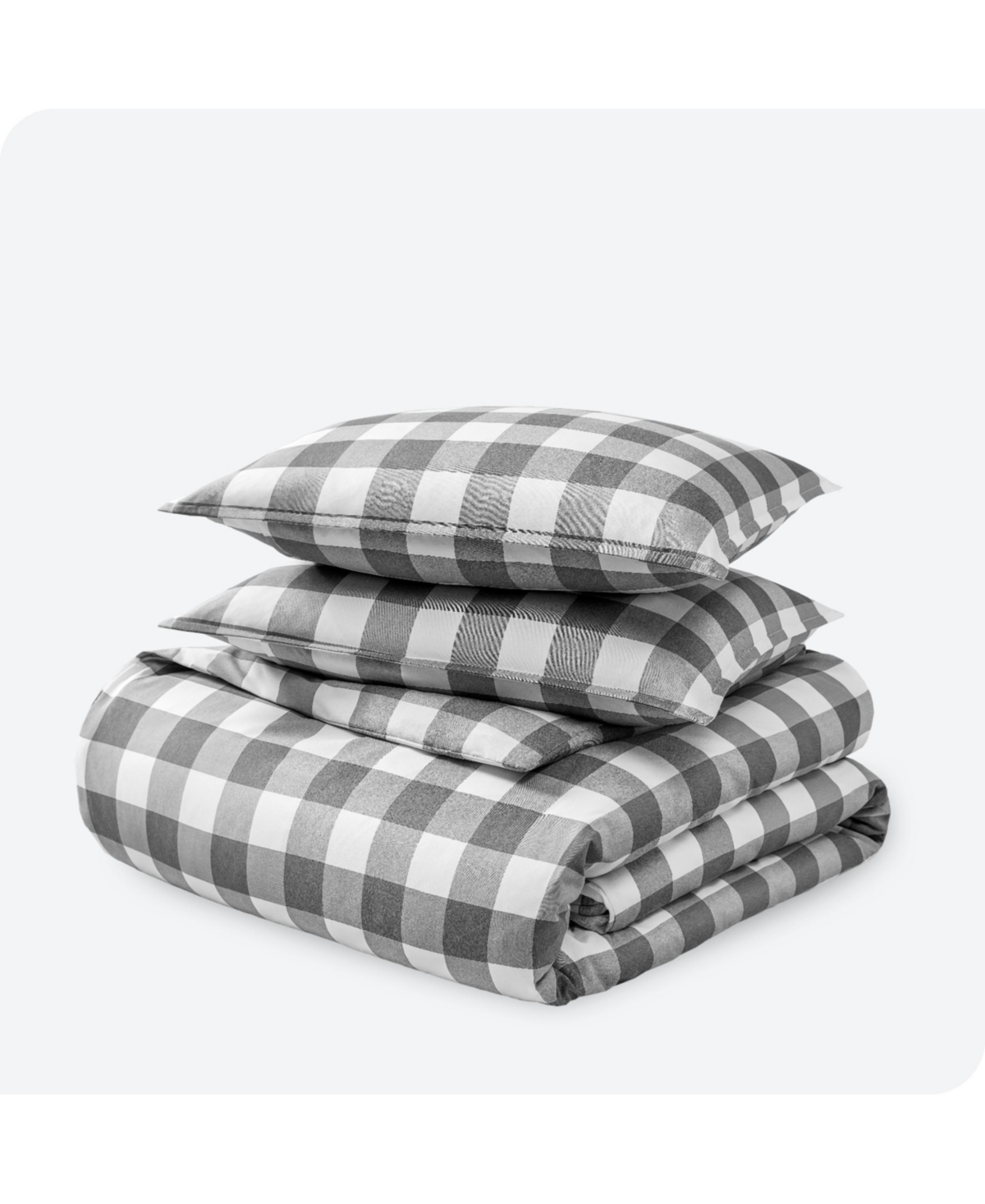 Bare Home Double Brushed Duvet Cover Set - Plaid - heather charcoal